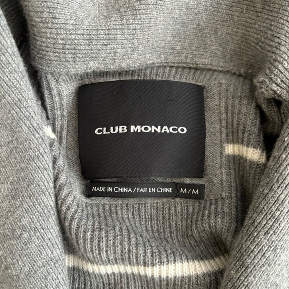 Club Monaco Men’s Ribbed Striped Shawl Cardigan Sweater Medium Cotton Cashmere - Picture 5 of 9